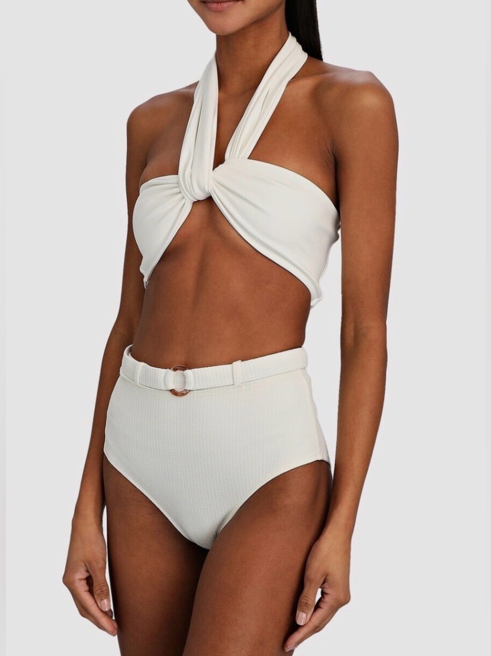 Aexae White Twist Halter Wrap Top Size S NWT